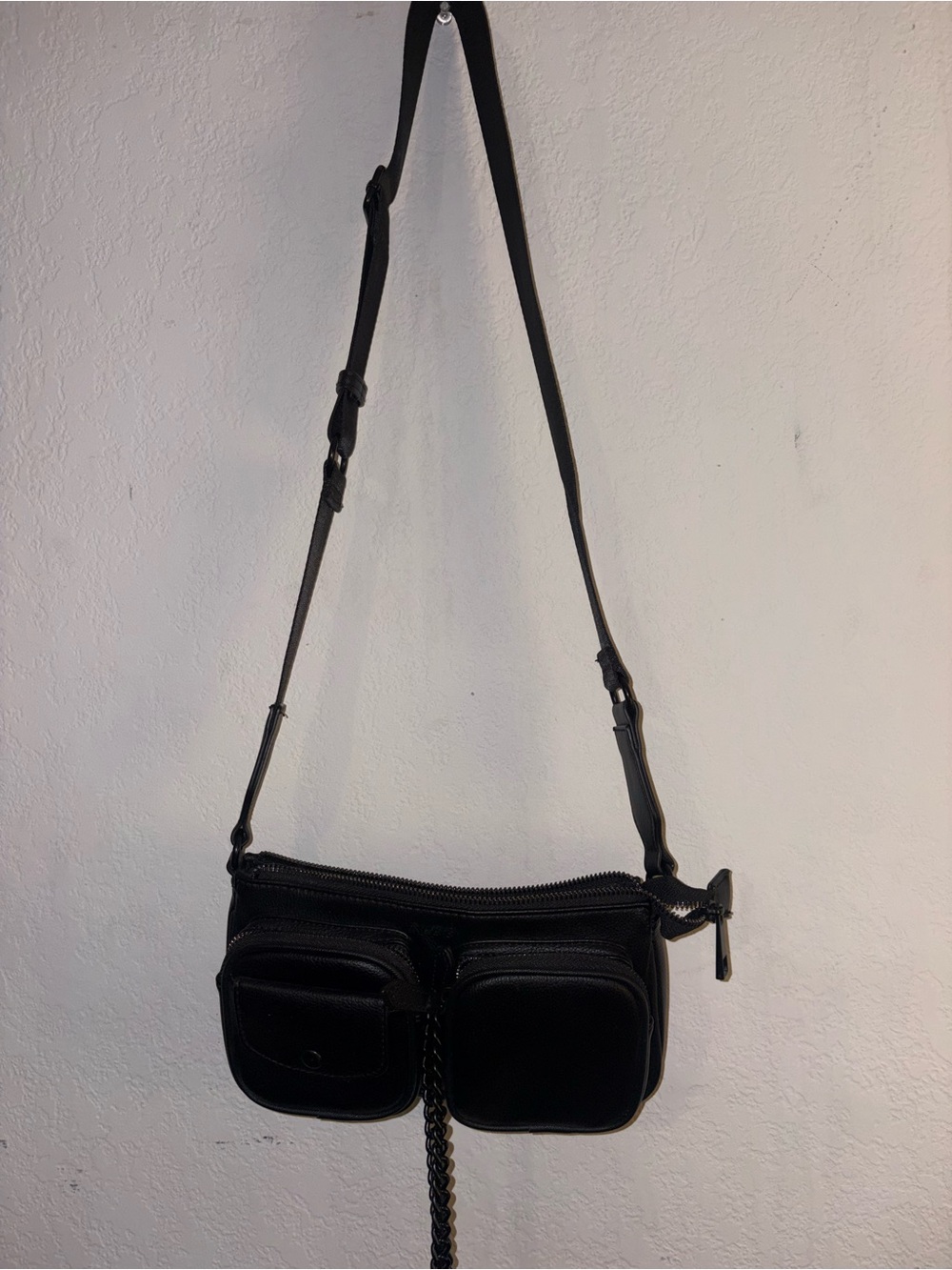 Aldo Black Crossbody Mini Bag with Dual Front Pockets